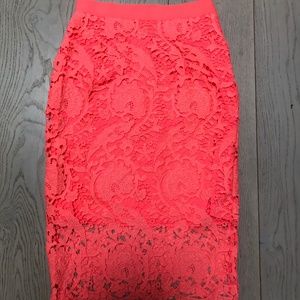 BNWT Intermix Bright Pink Lace Pencil Skirt
